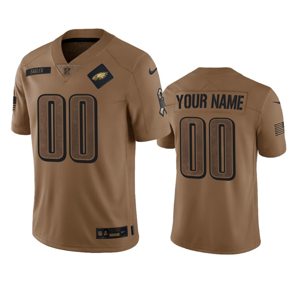 Men's Philadelphia Eagles Active Player Custom 2023 Brown Salute To Setvice Limited Football Stitched Jersey - Puhuasuan