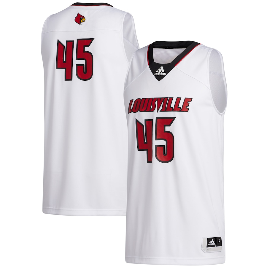 Men's adidas #45 White Louisville Cardinals Swingman Jersey - Puhuasuan