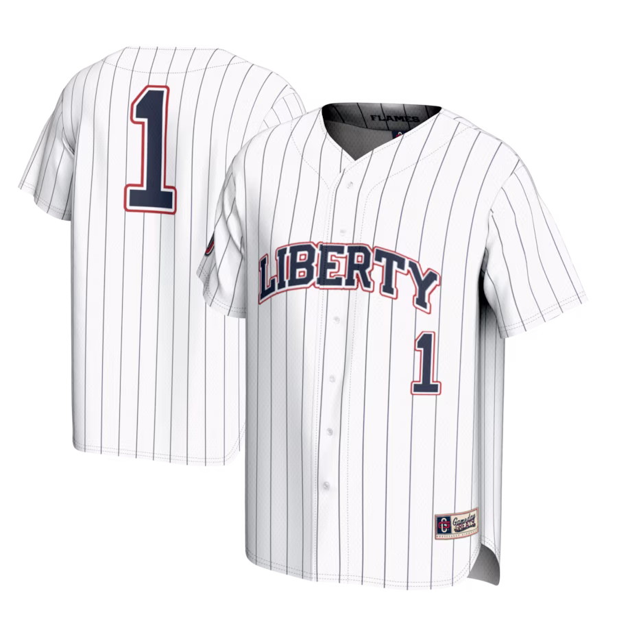 #1 Liberty Flames GameDay Greats Lightweight Baseball Fashion Jersey - White - Puhuasuan