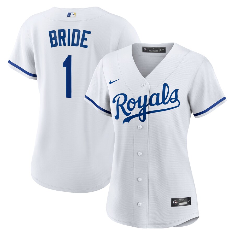 Women's Kansas City Royals Nike White #1 Bride Home Replica Jersey - Puhuasuan