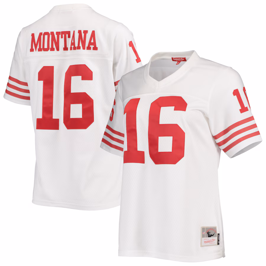 Women's San Francisco 49ers Joe Montana Mitchell & Ness White Legacy Replica Player Jersey - Puhuasuan