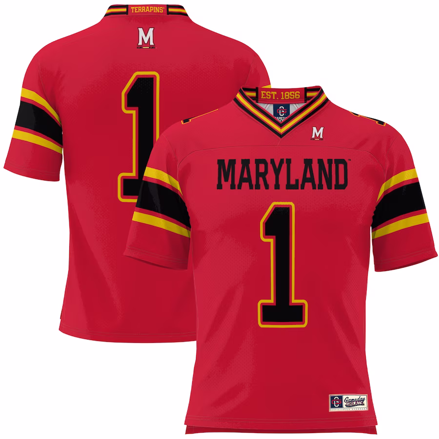 #1 Maryland Terrapins GameDay Greats Youth Football Jersey - Red - Puhuasuan