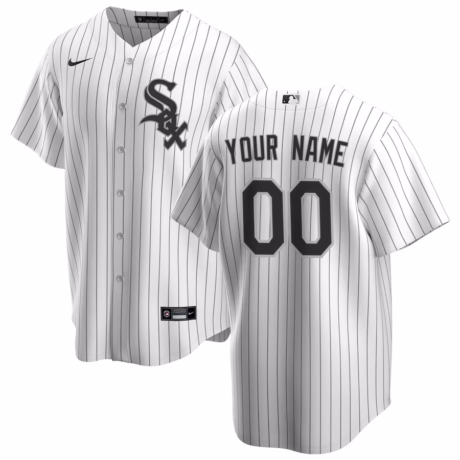 Men's Chicago White Sox Nike White Home Replica Custom Jersey - Puhuasuan