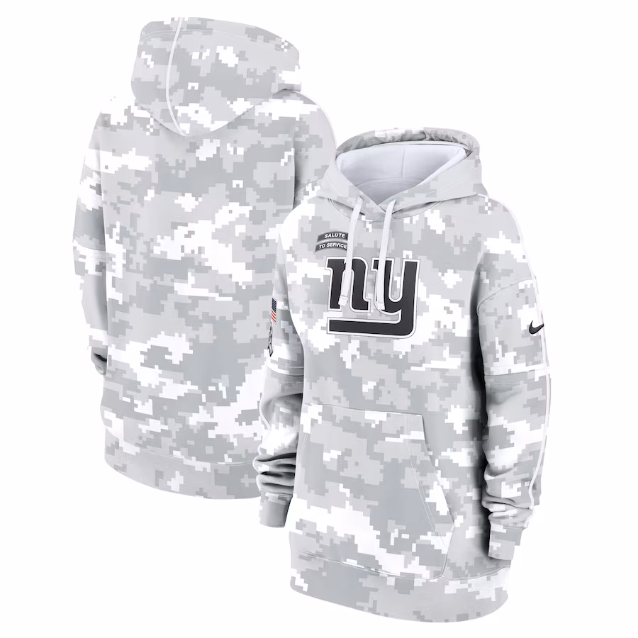 Women's New York Giants Nike Arctic Camo 2024 Salute To Service Club Fleece Pullover Hoodie - Puhuasuan