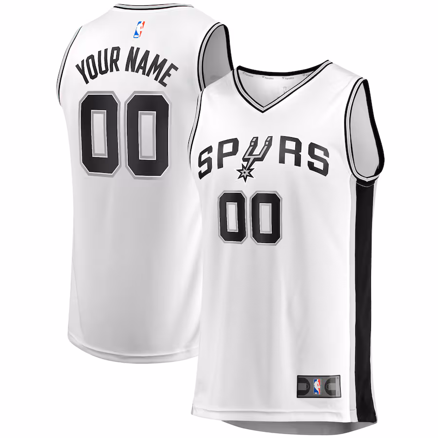 Men's San Antonio Spurs Fanatics White Fast Break Custom Replica Jersey - Association Edition - Puhuasuan