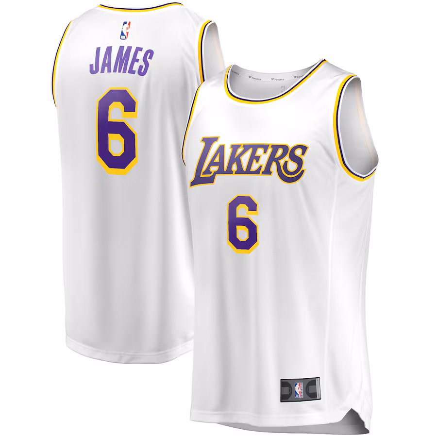 Men's Los Angeles Lakers LeBron James Fanatics White Fast Break Replica Player Jersey - Association Edition - Puhuasuan