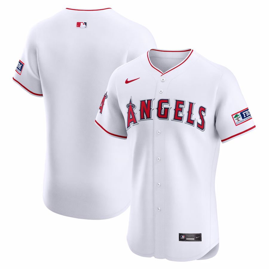 Men's Los Angeles Angels Nike White Home Elite Patch Jersey - Puhuasuan