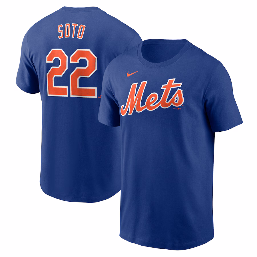 Men's New York Mets Juan Soto Nike Royal Fuse Name & Number T-Shirt - Puhuasuan