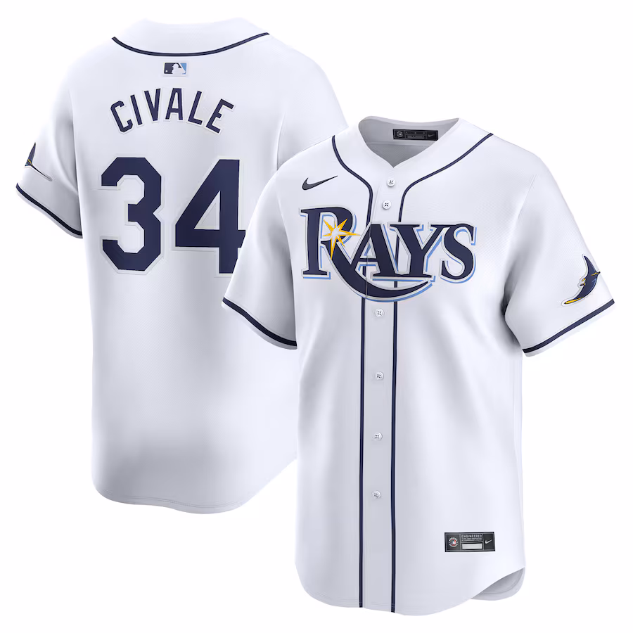 Men's Tampa Bay Rays Aaron Civale Nike White Home Limited Player Jersey - Puhuasuan