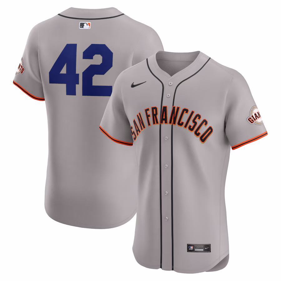 Men's San Francisco Giants Nike Gray Road 2024 Jackie Robinson Day Elite Jersey - Puhuasuan