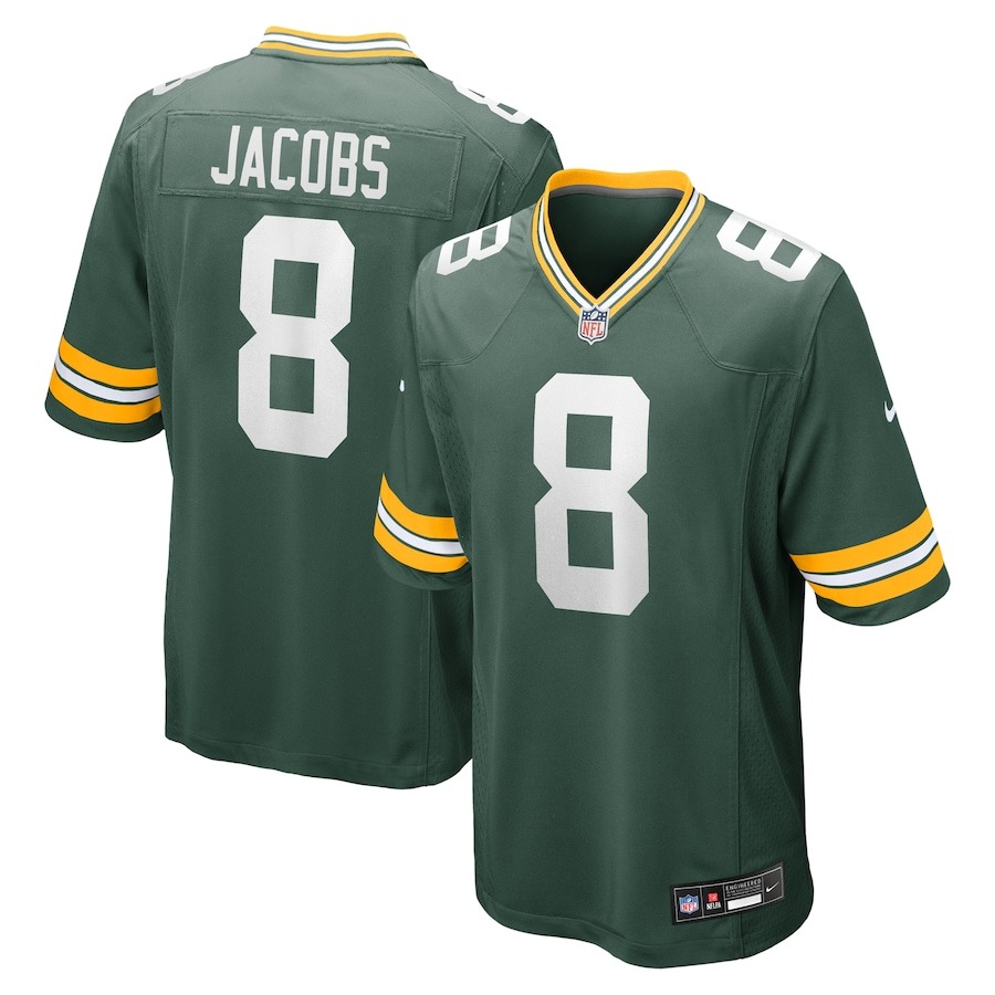 Men's Green Bay Packers Josh Jacobs Nike  Green Team Game Jersey - Puhuasuan