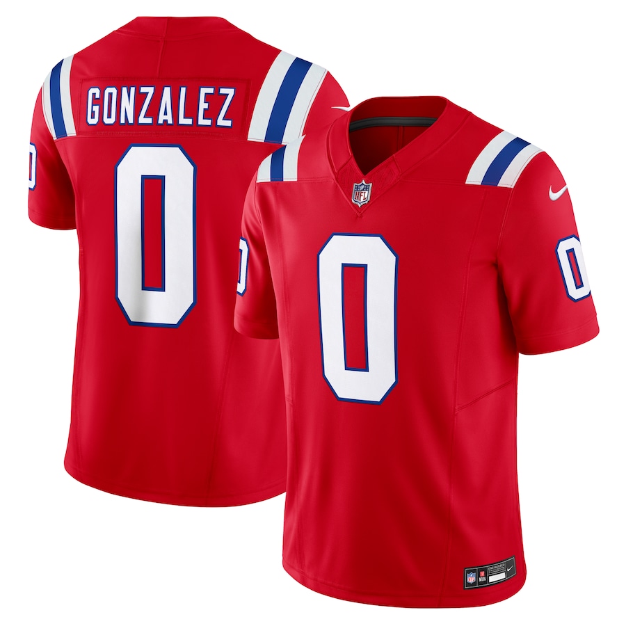 Men's New England Patriots Christian Gonzalez Nike Red Alternate Vapor F.U.S.E. Limited Jersey - Puhuasuan