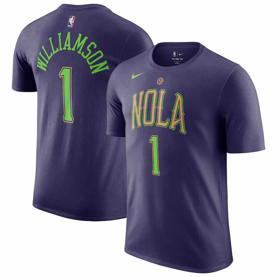Men's New Orleans Pelicans Zion Williamson Nike Purple 2024/25 City Edition Name & Number T-Shirt - Puhuasuan