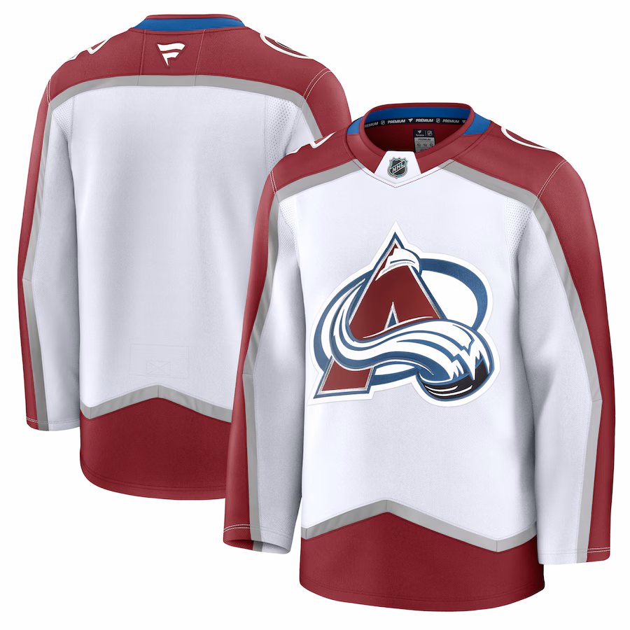Men's Colorado Avalanche Fanatics White Away Premium Jersey - Puhuasuan