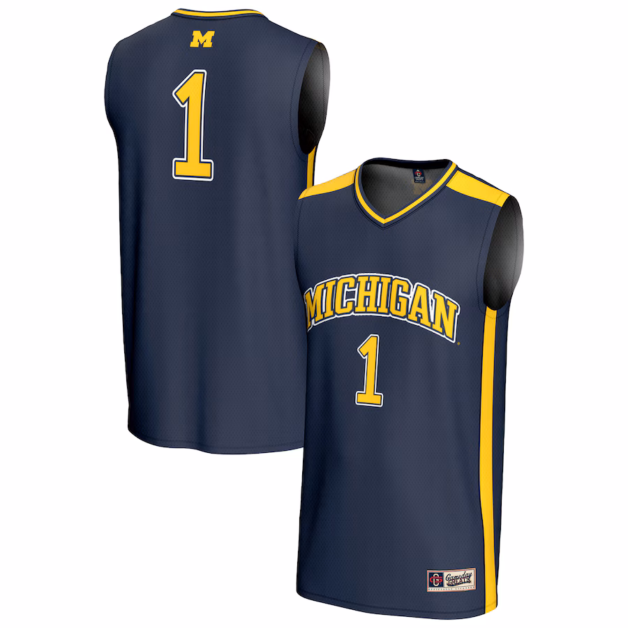 Unisex GameDay Greats #1 Navy Michigan Wolverines Lightweight Collegiate Basketball Fashion Jersey - Puhuasuan