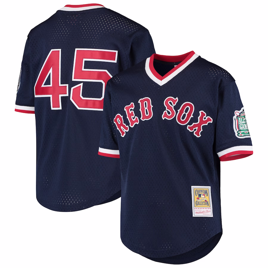 Youth Boston Red Sox Pedro Martinez Mitchell & Ness Navy Cooperstown Collection Mesh Batting Practice Jersey - Puhuasuan