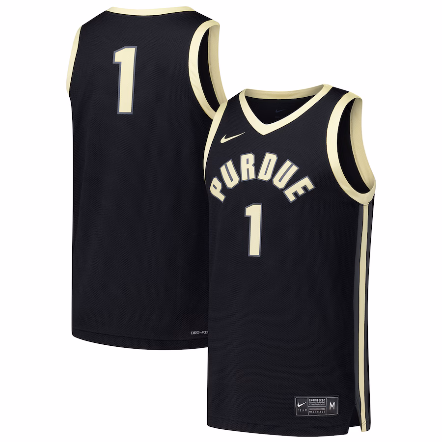 Men's Nike #1 Black Purdue Boilermakers  Replica Basketball Jersey - Puhuasuan