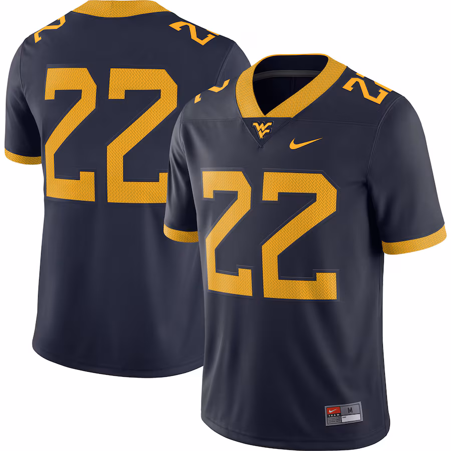 Men's Nike Navy West Virginia Mountaineers #22 Home Game Jersey - Puhuasuan
