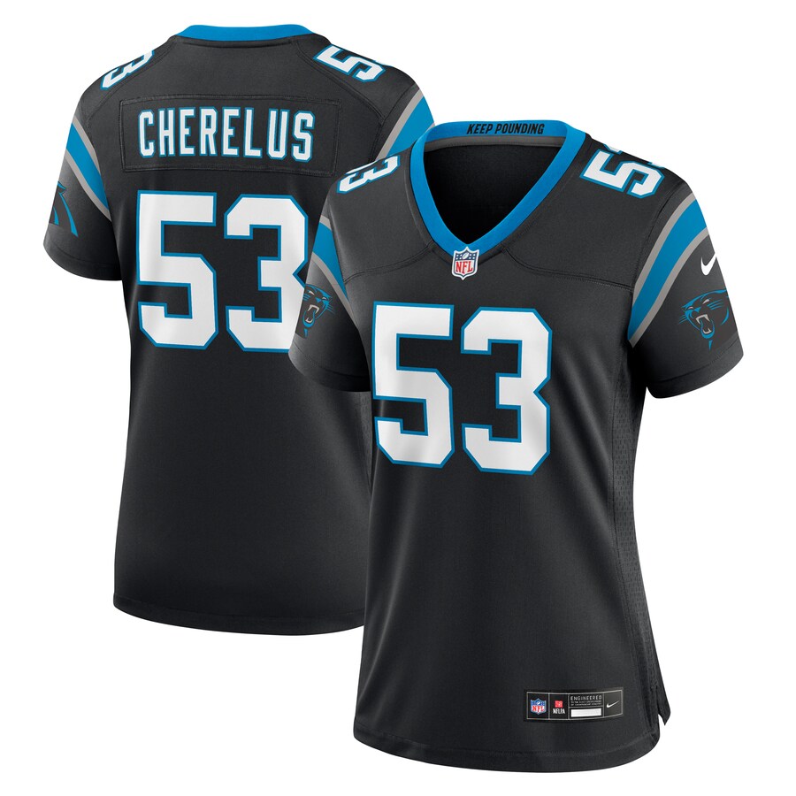 Women's Carolina Panthers Claudin Cherelus Nike  Black Team Game Jersey - Puhuasuan
