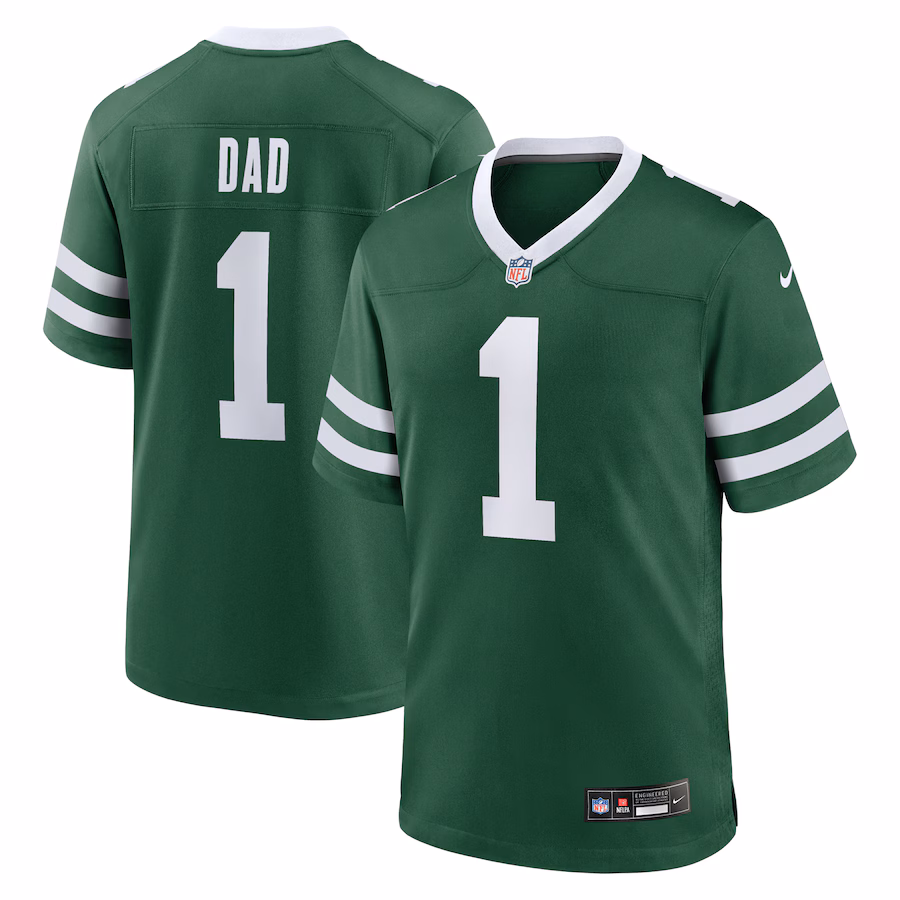 Men's New York Jets  Nike Legacy Green #1 Dad Game Jersey - Puhuasuan