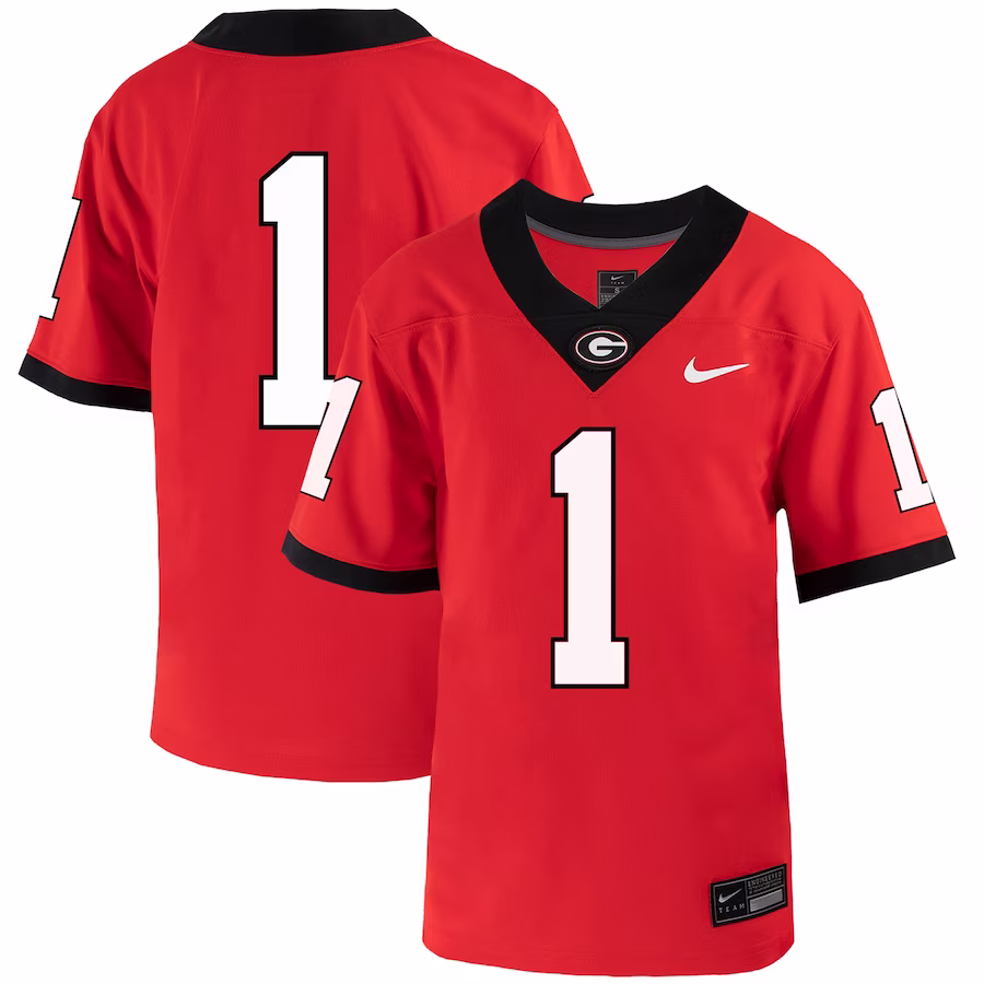 #1 Georgia Bulldogs Nike Youth 1st Armored Division Old Ironsides Untouchable Football Jersey - Red - Puhuasuan