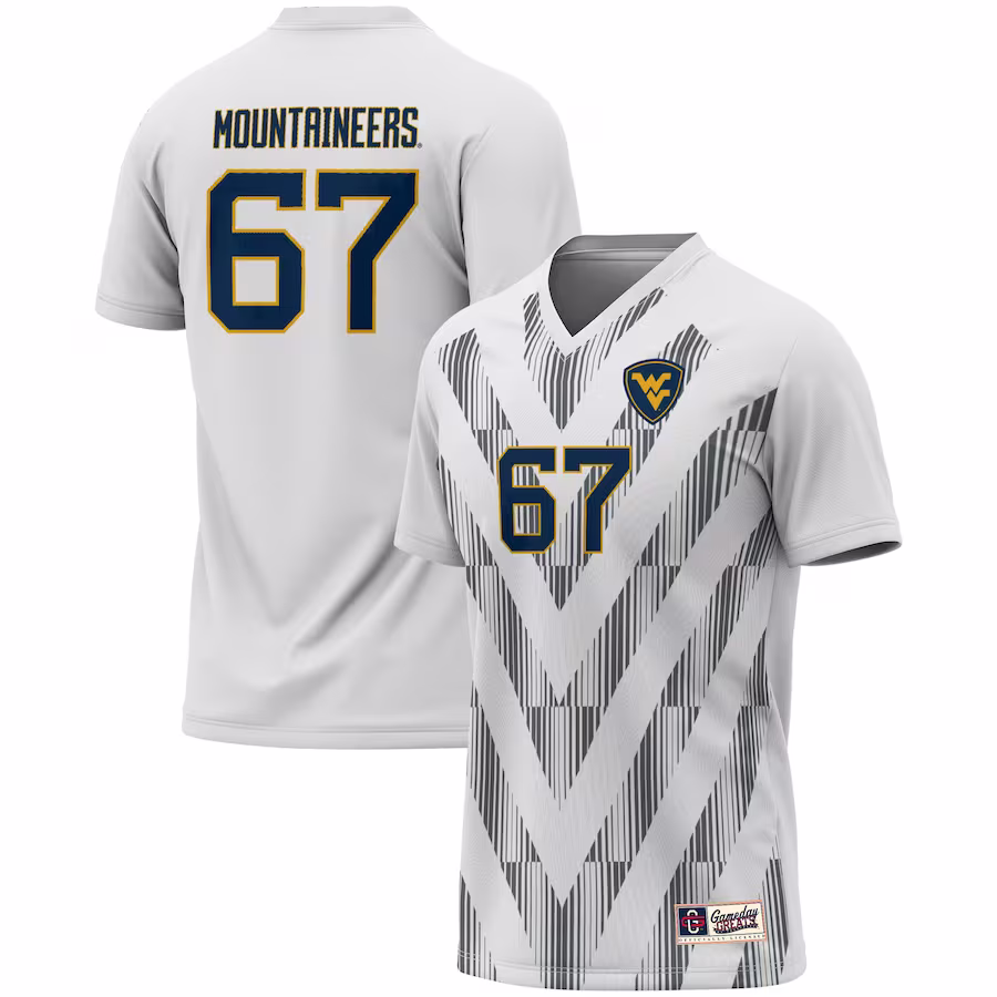 #1 West Virginia Mountaineers GameDay Greats Unisex Lightweight Soccer Fashion Jersey - White - Puhuasuan