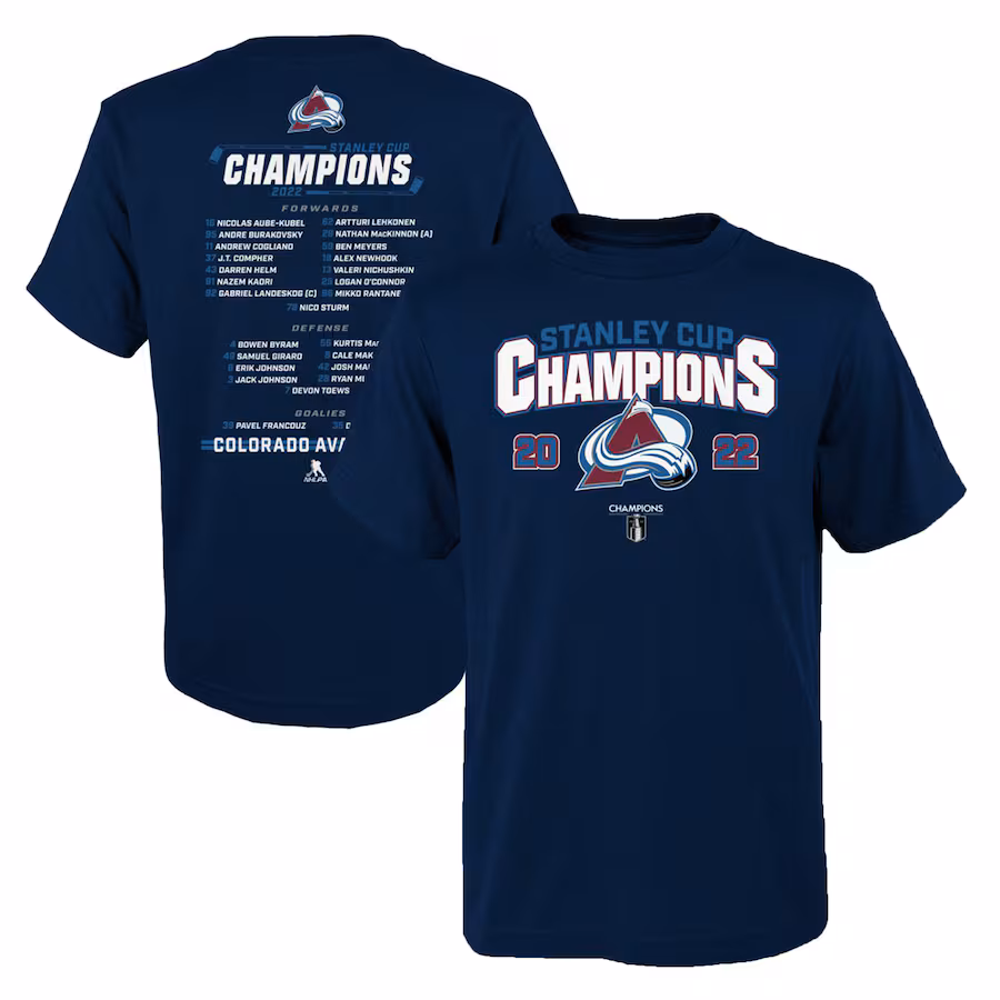 Youth Colorado Avalanche Fanatics Navy 2022 Stanley Cup Champions Roster T-Shirt - Puhuasuan