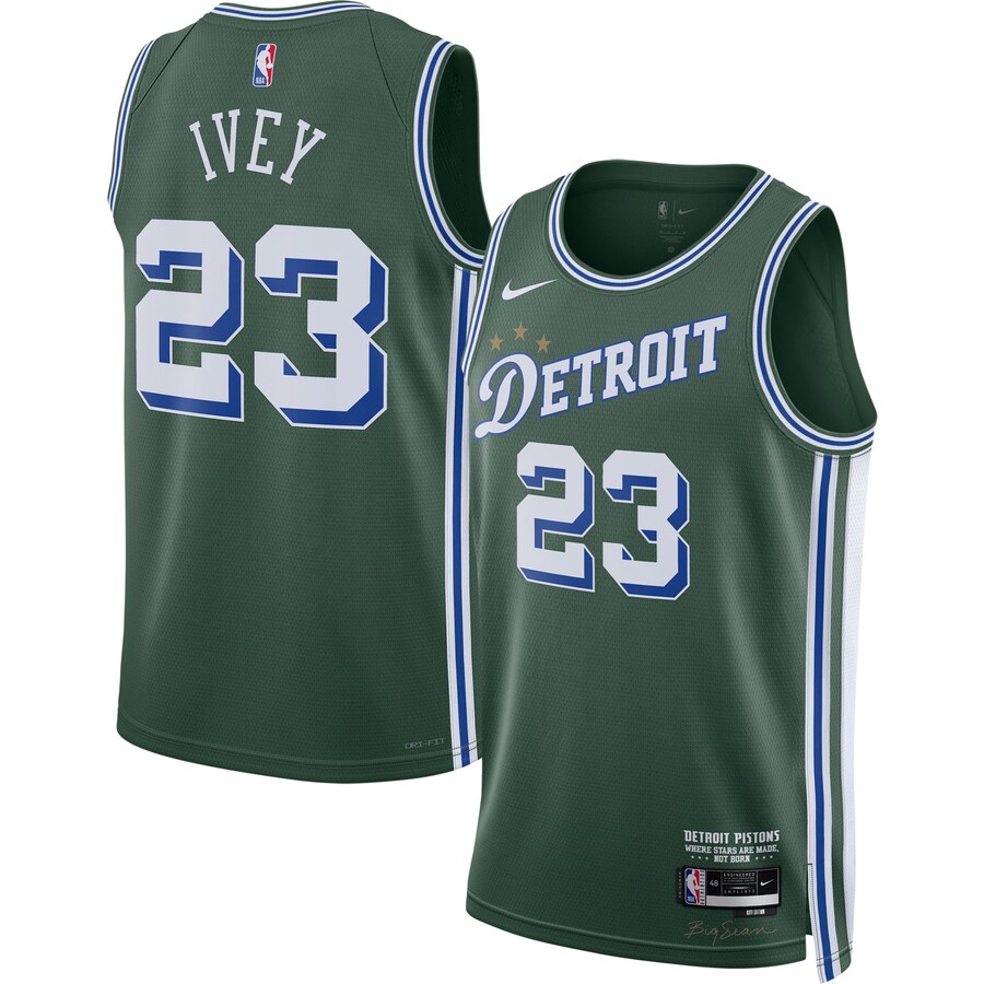 Men's Detroit Pistons Jaden Ivey Nike Green 2022/23 Swingman Jersey - City Edition - Puhuasuan