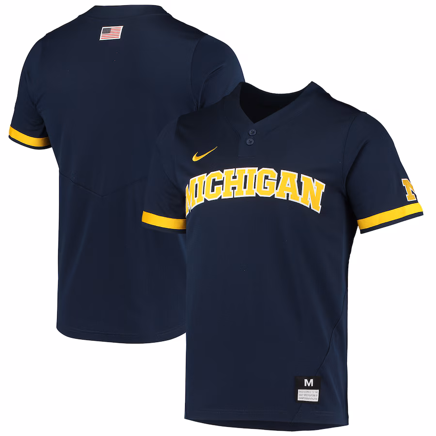 Men's Nike Navy Michigan Wolverines Replica 2-Button Baseball Jersey - Puhuasuan