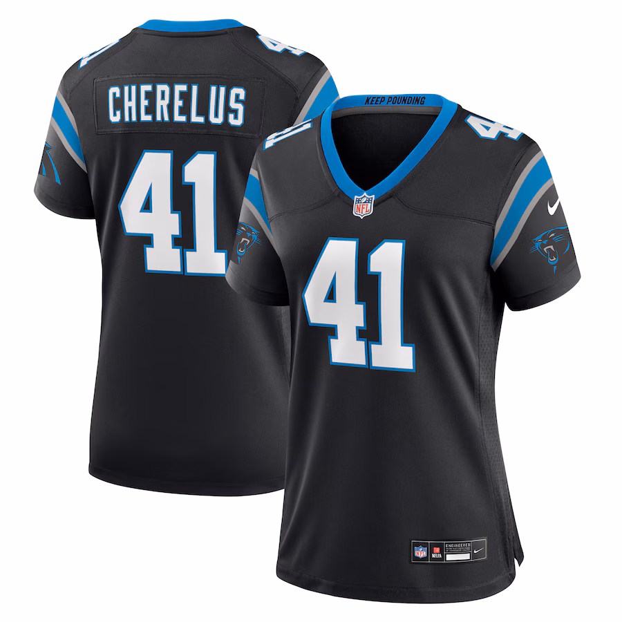 Women's Carolina Panthers Claudin Cherelus Nike  Black Team Game Jersey - Puhuasuan