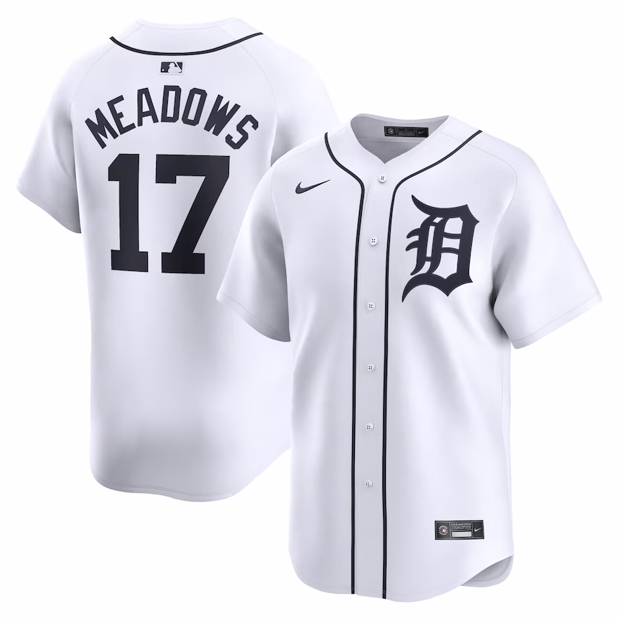 Men's Detroit Tigers Austin Meadows Nike White Home Limited Player Jersey - Puhuasuan