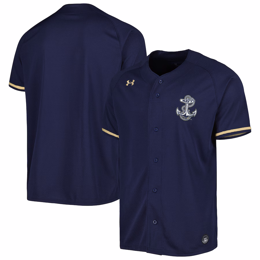 Navy Midshipmen Under Armour Replica Baseball Jersey - Navy - Puhuasuan