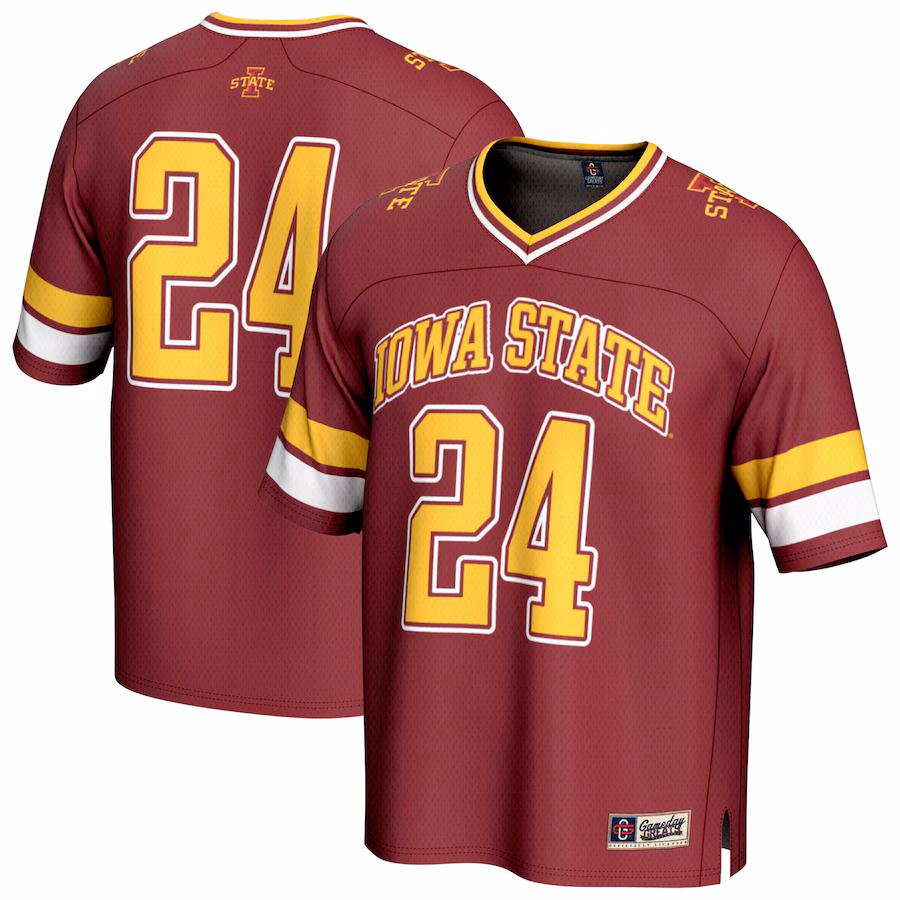 Unisex GameDay Greats #24 Cardinal Iowa State Cyclones Lightweight Collegiate Football Fashion Jersey - Puhuasuan