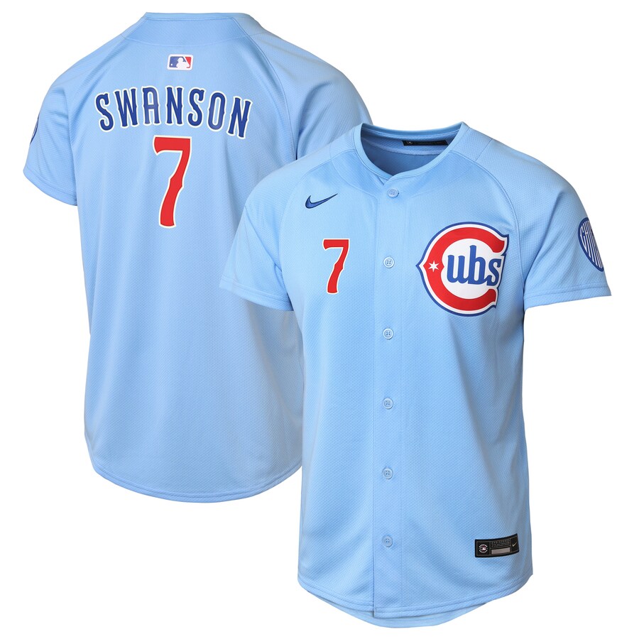 Youth Chicago Cubs Dansby Swanson Nike Light Blue 2nd Alternate Limited Player Jersey - Puhuasuan