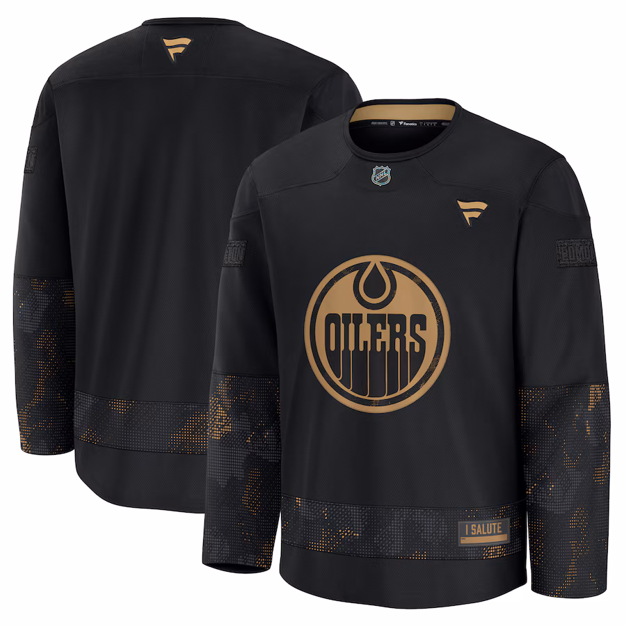 Men's Edmonton Oilers Fanatics Black 2024 Military Appreciation Practice Jersey - Puhuasuan