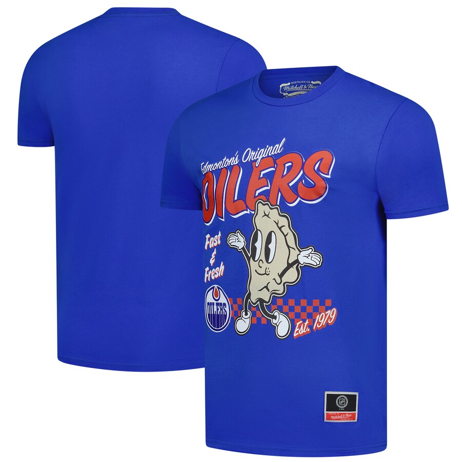 Men's Edmonton Oilers Mitchell & Ness Royal Local Food T-Shirt - Puhuasuan