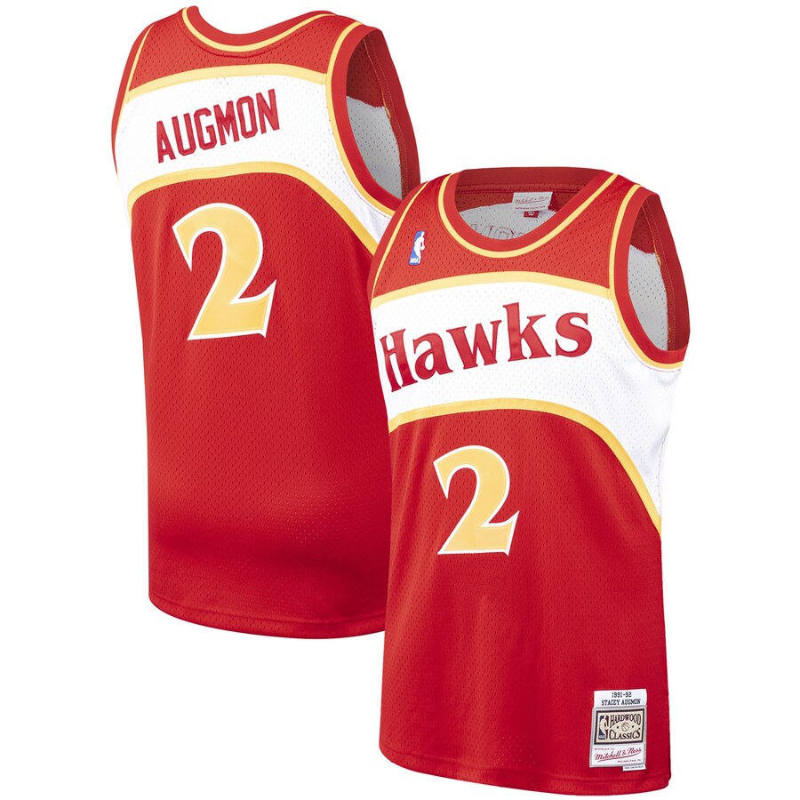 Men's Atlanta Hawks Stacey Augmon Mitchell & Ness Red 1991/92 Hardwood Classics Swingman Jersey - Puhuasuan