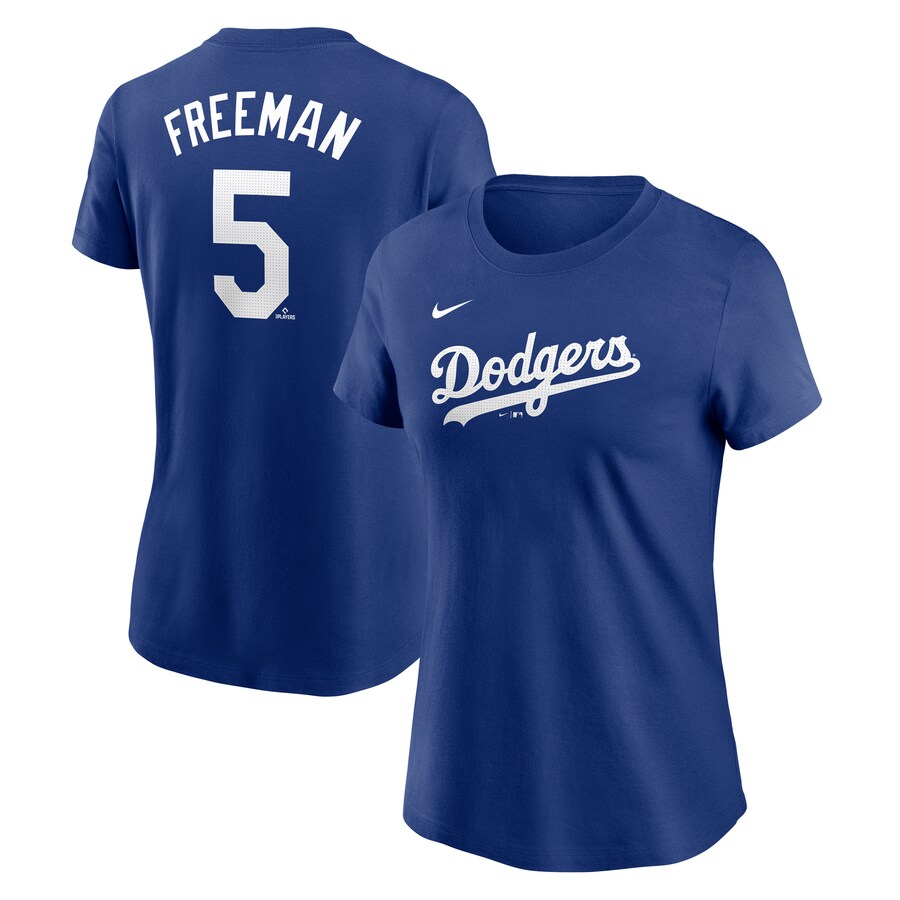Women's Los Angeles Dodgers Freddie Freeman Nike Royal Fuse Name & Number T-Shirt - Puhuasuan