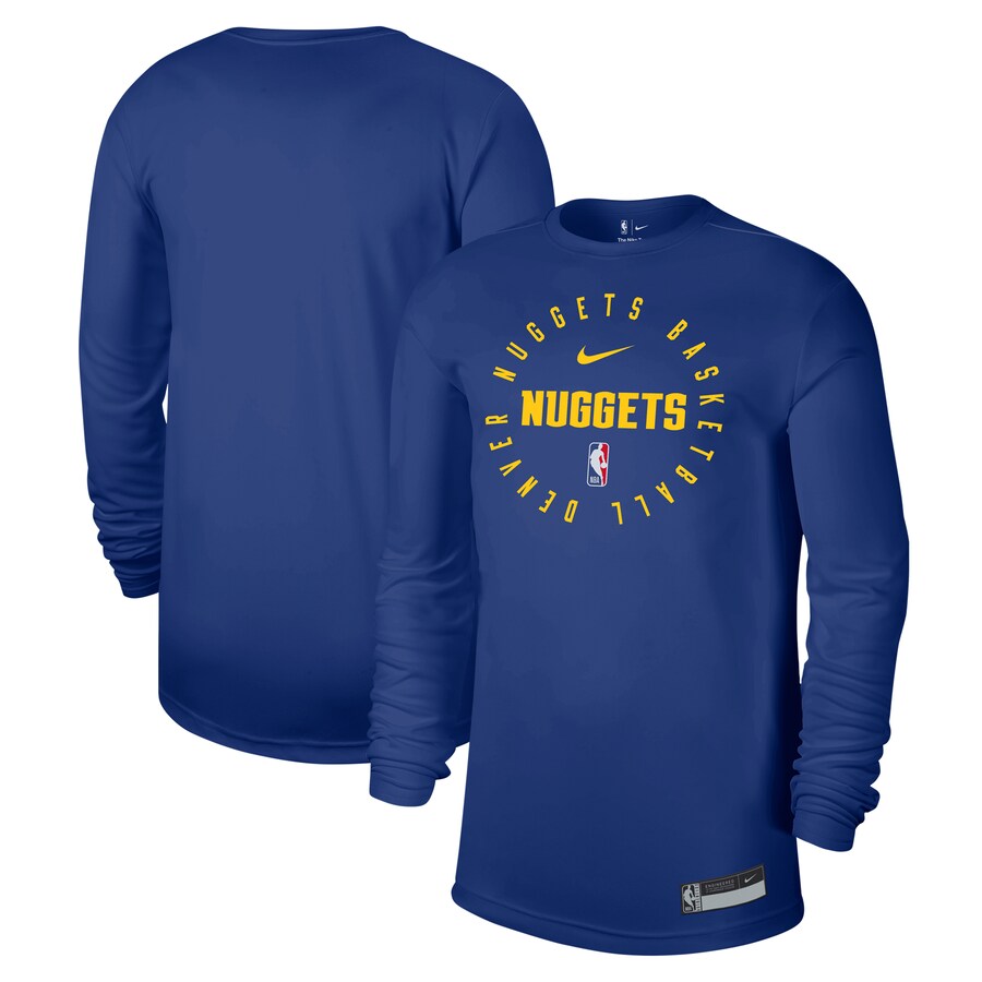 Men's Denver Nuggets Nike Blue 2024/25 Legend On-Court Practice Long Sleeve T-Shirt - Puhuasuan