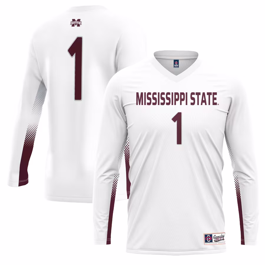 #1 Mississippi State Bulldogs GameDay Greats Unisex Lightweight Volleyball Jersey - White - Puhuasuan
