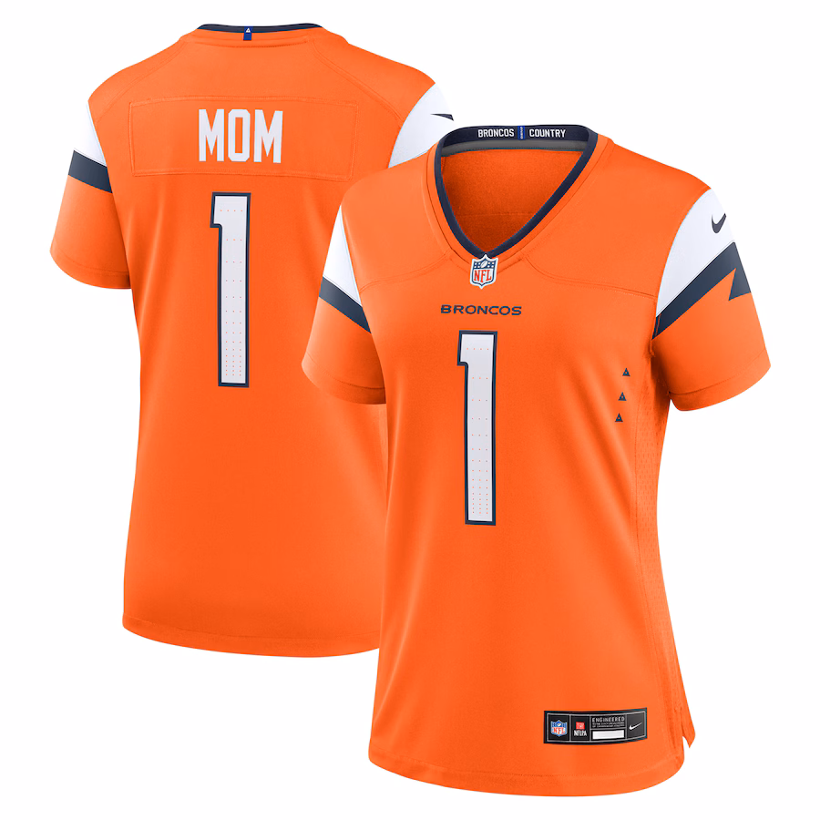 Women's Denver Broncos  Nike Orange #1 Mom Game Jersey - Puhuasuan