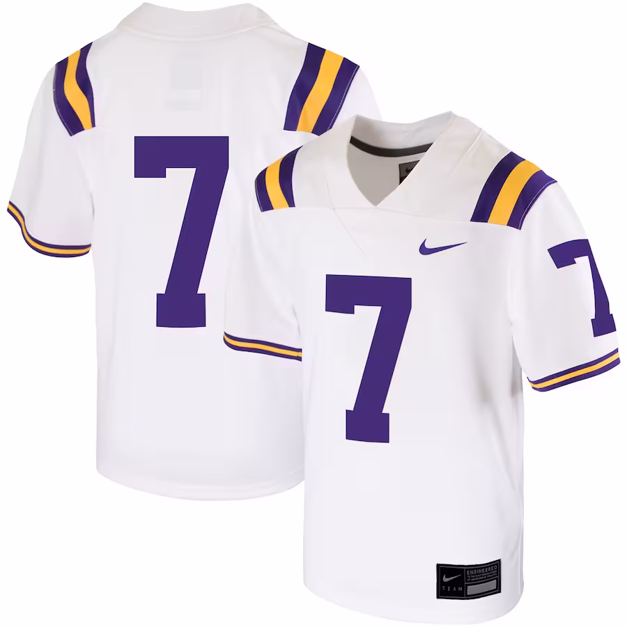 #7 LSU Tigers Nike Youth Untouchable Replica Game Jersey - White - Puhuasuan