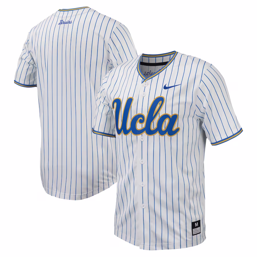 UCLA Bruins Nike Pinstripe Replica Baseball Jersey - White - Puhuasuan
