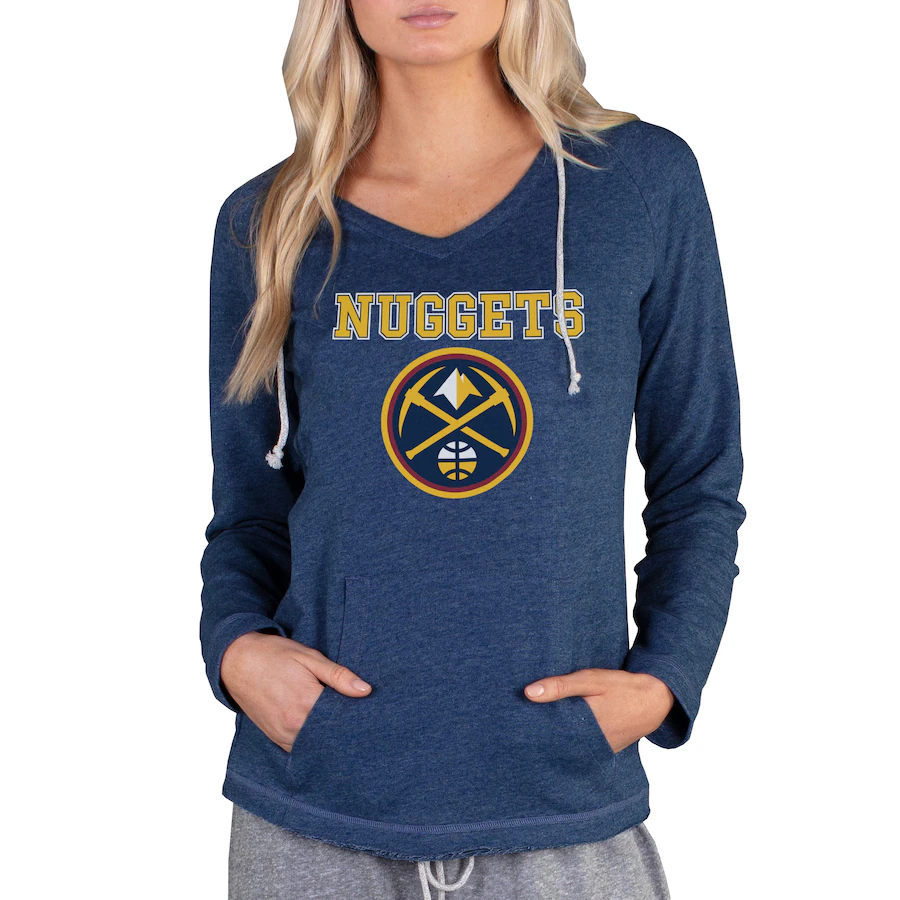 Women's Denver Nuggets Concepts Sport Navy Mainstream Terry Hooded Top - Puhuasuan