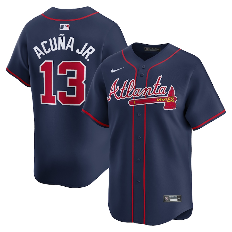 Men's Atlanta Braves Ronald Acuña Jr. Nike Navy Alternate Limited Player Jersey - Puhuasuan