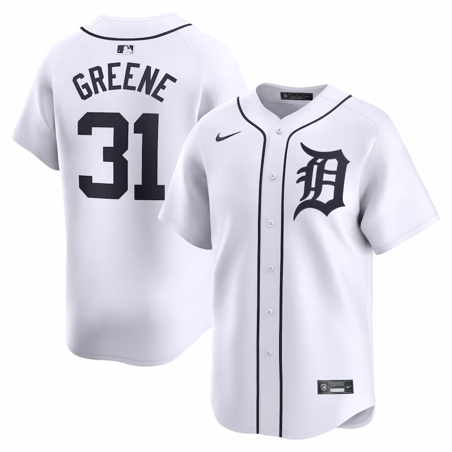 Men's Detroit Tigers Riley Greene Nike White Home Limited Player Jersey - Puhuasuan