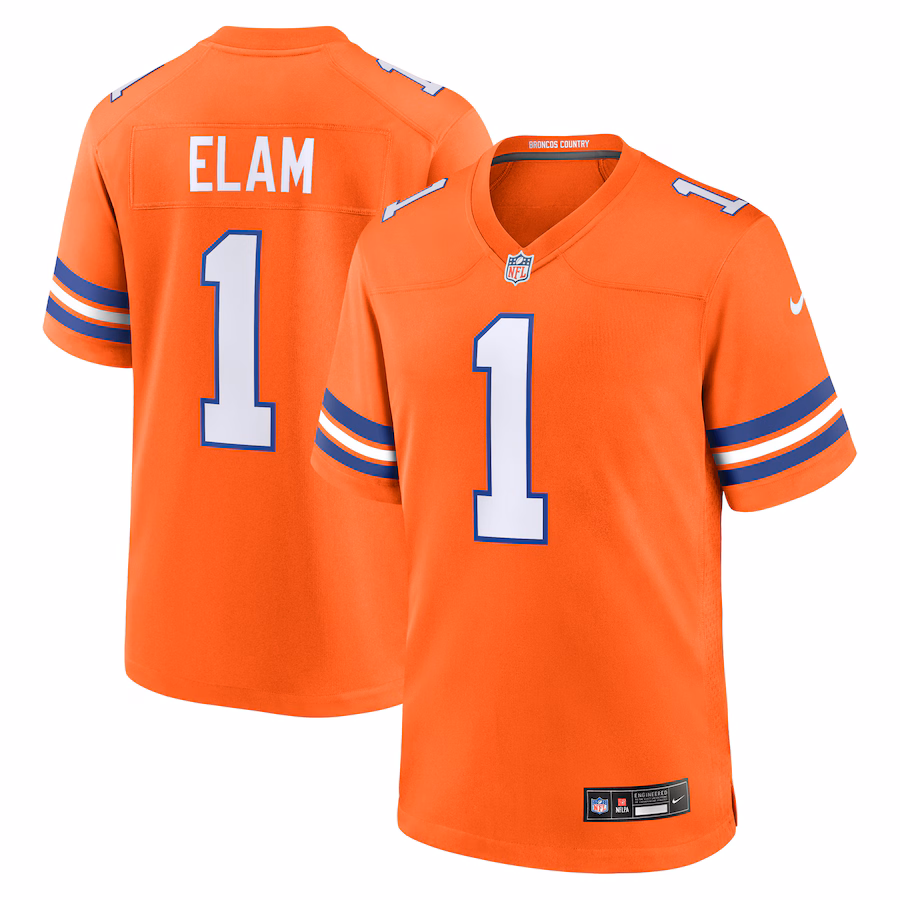 Men's Denver Broncos Jason Elam Nike Orange Mile High Collection 1977 Throwback Retired Player Game Jersey - Puhuasuan