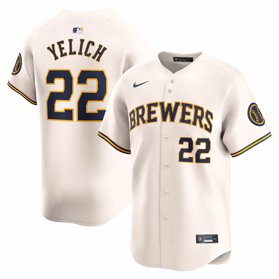 Youth Milwaukee Brewers Christian Yelich Nike Cream Home Limited Player Jersey - Puhuasuan