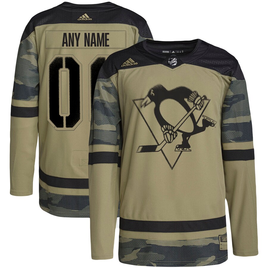 Men's Pittsburgh Penguins adidas Camo Military Appreciation Team Authentic Custom Practice Jersey - Puhuasuan