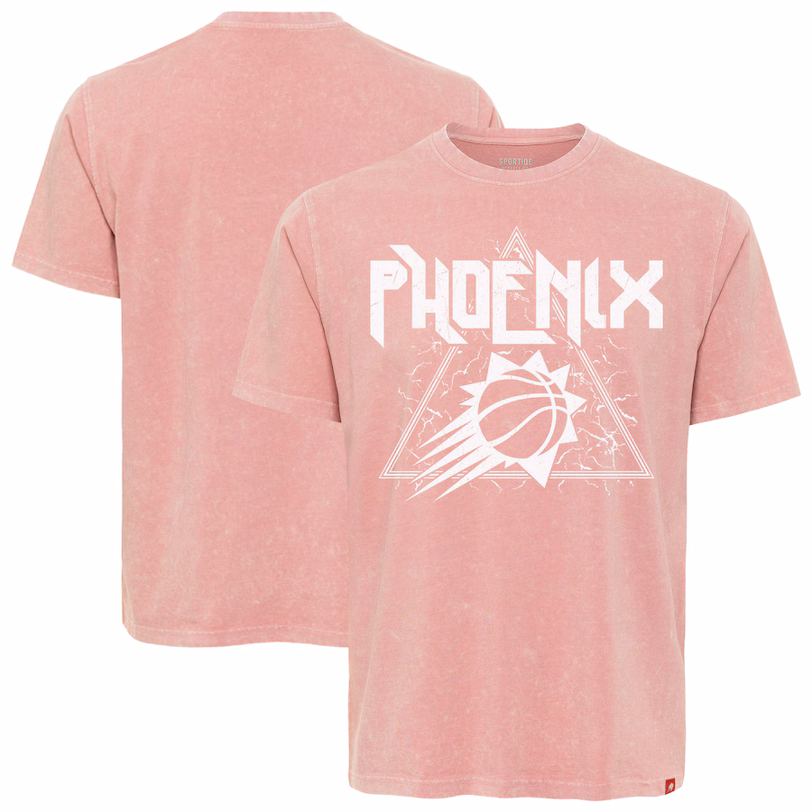 Unisex Phoenix Suns  Sportiqe Pink Distressed Rock & Roll Collection Angus Premium Mineral Wash T-Shirt - Puhuasuan